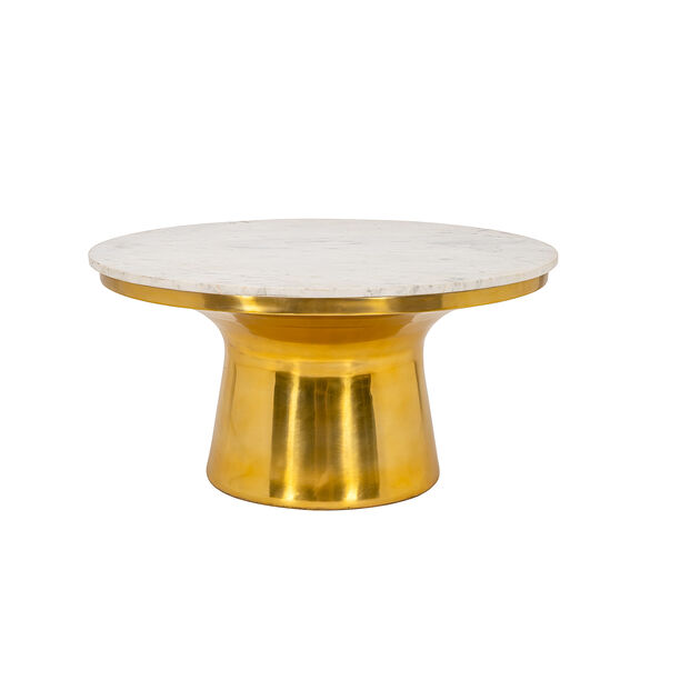 Alumimum And Marble Coffee Table Brass Finish 77*77*38 cm image number 1