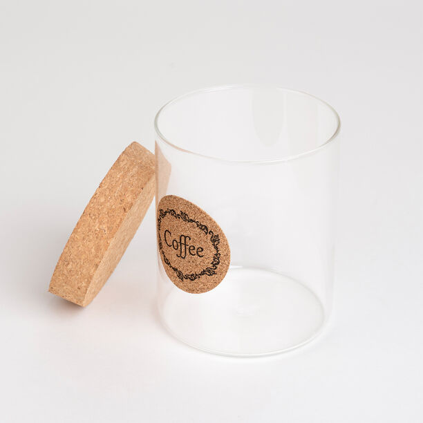 Alberto glass storage jar with cork lid & coffee sticker image number 2