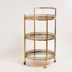 Serving Trolley 3 Tier Metal Gold Round Shape image number 1