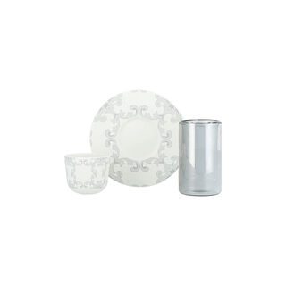Dallaty white porcelain and glass Tea and coffee cups set 18 pcs