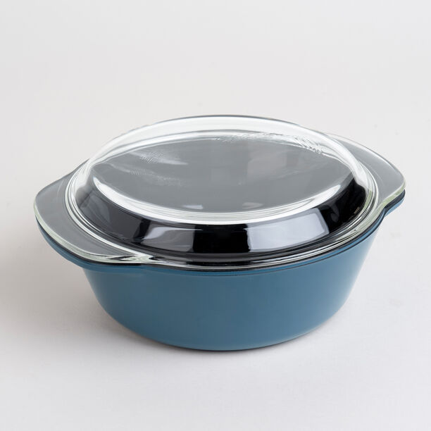Alberto glass dark blue casserole with lid 1.5l image number 0