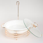 Round Food Warmer With Candle Stand Silver 12" image number 3