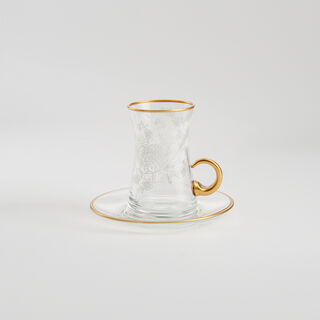 Dallaty floral pattern glass tea cups 12 pcs
