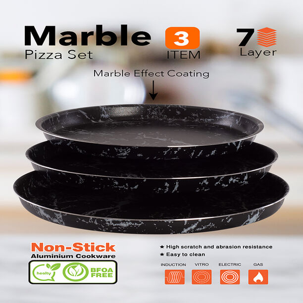 Grandi 3 pcs pizza tray set 26 28 30 cm image number 0