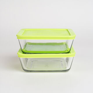 Kitchen classics transparent glass food storage set with lids 4 pcs 1.12L