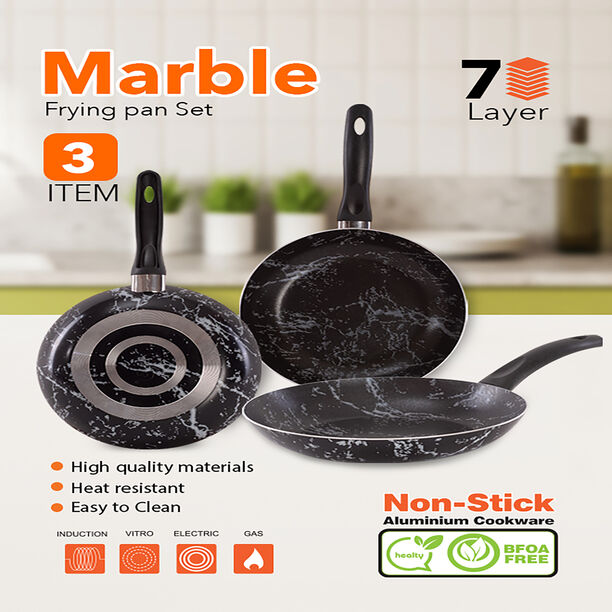 Grandi 4 piece marble frypan set 20 24 28 cm black image number 0