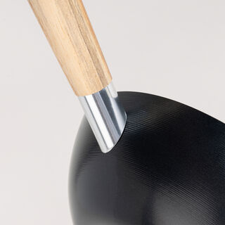 Wok Pan W/Wood Handle Non Stick Round Dia:25Cm 1.5Mm Black Japan