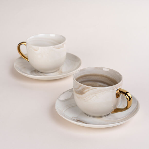 La Mesa Marble Tea Cup & Saucer Set 12 Pieces Gold image number 1