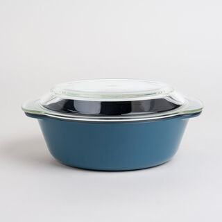 Alberto glass dark blue casserole with lid 2l