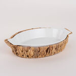 Porcelain Oval Dish With Rattan Basket image number 0