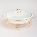 Round Food Warmer With Candle Stand Silver 12" image number 4