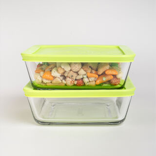 Kitchen classics transparent glass food storage set with lids 4 pcs 1.12L