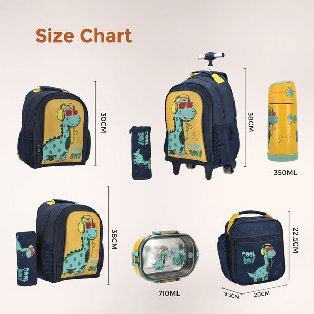 Large backpack with pencil case  ,15 inches , Dino image number 2