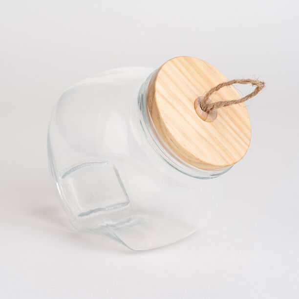 Alberto Round Glass Storage Jar With Wooden Lid And Hemp Rope 1550Ml image number 0