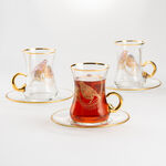 Dallaty glass gold pattern tea cups 12 pcs image number 2