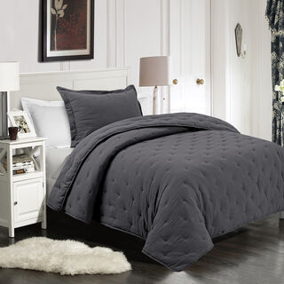 Cottage 3Pcs King Size Comforter Set, Dark Grey, 240*250Cm