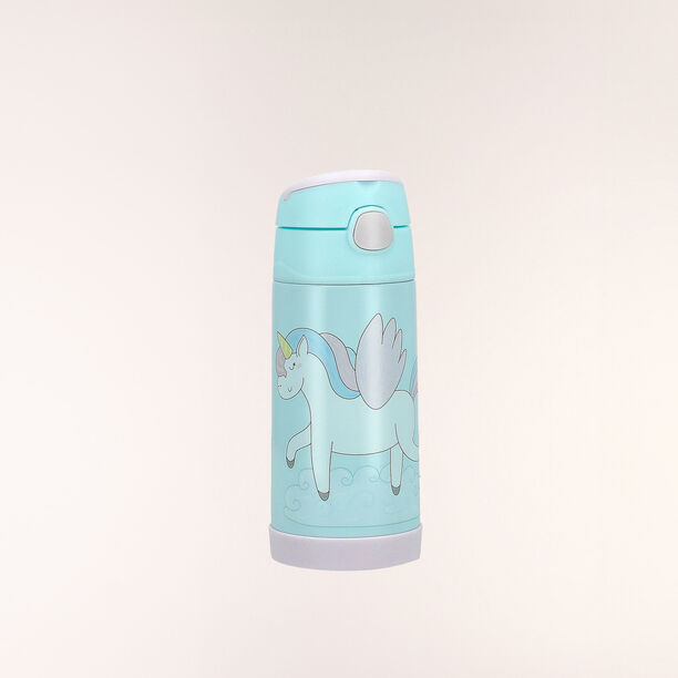 Unicorn print stainless steel water bottle 350ml image number 0