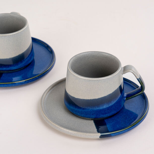 Blue and grey porcelain English coffee set 6 pcs image number 3