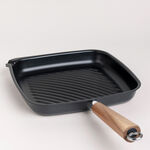 Alberto Non Stick Grill Pan With Wood Handle Square Shape Black image number 0