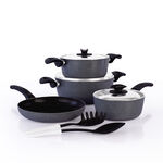 Grandi 9 piece granite cookware set with a stainless steel lid grey image number 0