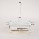 Square Food Warmer Set With Candle Stand Silver 11" image number 1