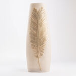 Off white flower vase with gold leaf 20 cm image number 0