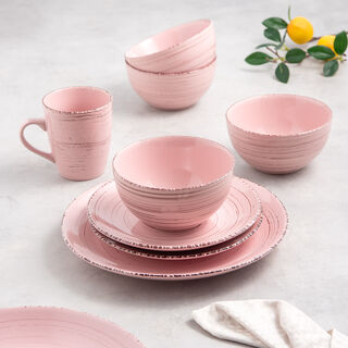 16 Pcs Porcelain Dinner Pink
