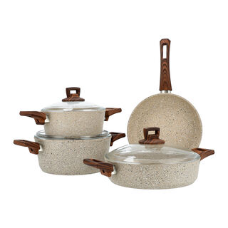 Alberto 7 piece brown granite cookware set