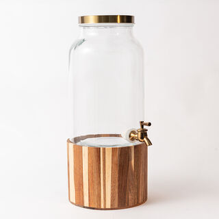 La Mesa glass juice dispensser with wooden base 5.8 L