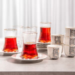 Dallaty white porcelain and glass Tea and coffee cups set 18 pcs image number 6