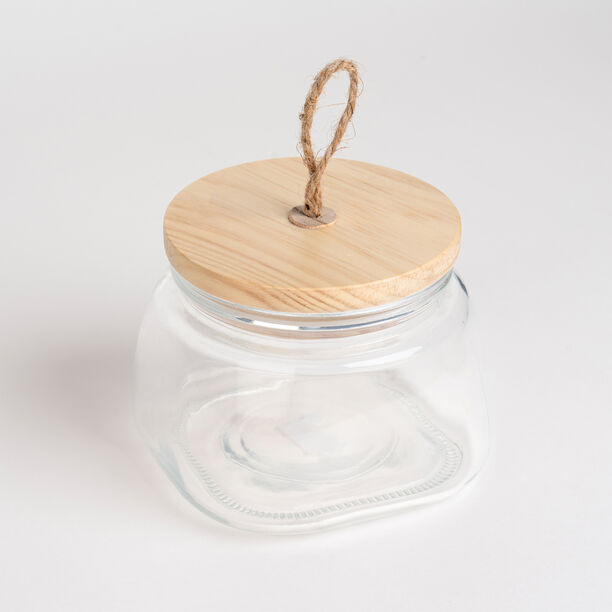 Alberto Glass Jar With Wooden Lid And Hemp Rope 1150Ml image number 1