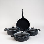 7 Piece Alberto Granite Cookware Set Black With Glass Cover image number 0