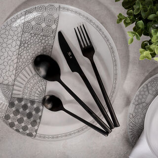 La Mesa matt black stainless steel cutlery set 16 pc