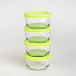 Kitchen classics transparent glass round food storage set with lids 8 pcs image number 0