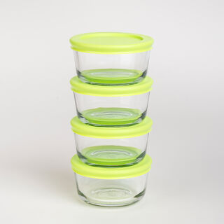 Kitchen classics transparent glass round food storage set with lids 8 pcs