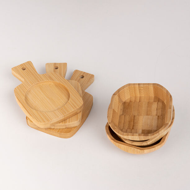 3Pcs Acacia Wood Dip Bowls With Trays image number 2