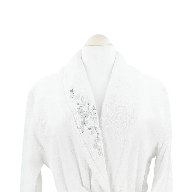 Embroidered shawl collar Bathrobe White Size XL image number 2
