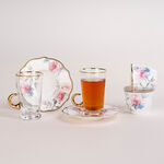 Dallaty white porcelain and glass Tea and coffee cups set 18 pcs image number 0