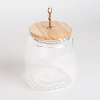 Alberto Glass Jar With Wooden Lid And Hemp Rope 1700Ml