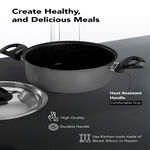 Grandi 9 piece granite cookware set with a stainless steel lid grey image number 1