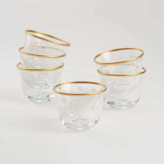 Dallaty floral pattern glass saudi cawa cups 6 pcs