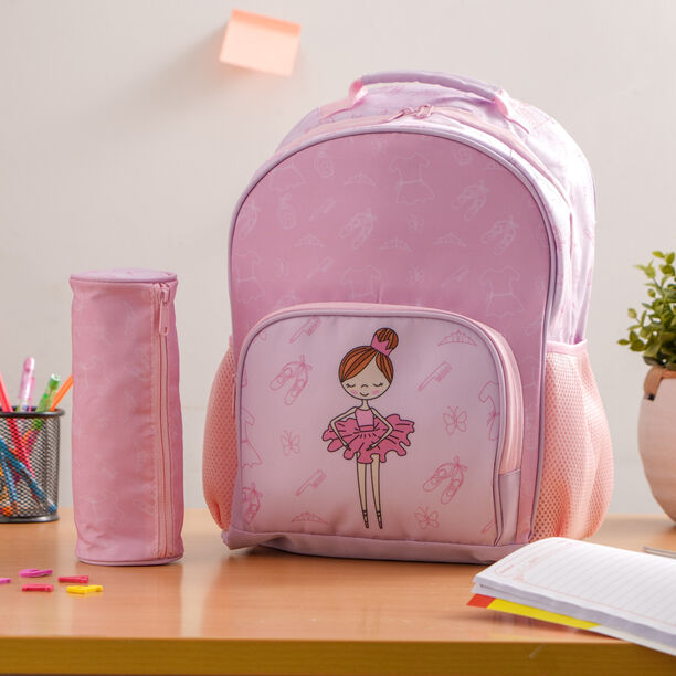 Large backpack with pencil case  ,15 inches , Ballerina image number 1