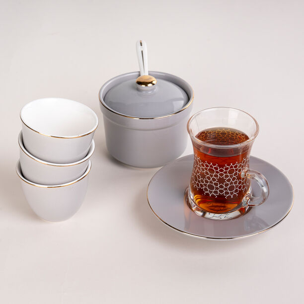 Tea And Arabic Coffee Set 20 Pieces Grey image number 0