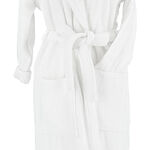 Embroidered shawl collar Bathrobe White Size S image number 3