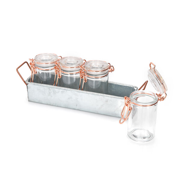 Buy Alberto 4 Pieces Glass Mini Spice Jars With Copper Clip Lid