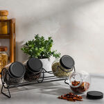 Alberto 4 Pieces Glass Spice Jars With Clip Lid And Metal Rack image number 7
