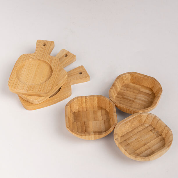 3Pcs Acacia Wood Dip Bowls With Trays image number 1