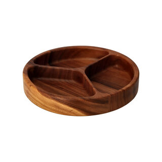 Solid Acacia Wood 3 Compartment Snack
