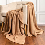Cottage 100% brown cotton knitted Throw 130*170cm image number 0