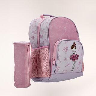 Large backpack with pencil case  ,15 inches , Ballerina